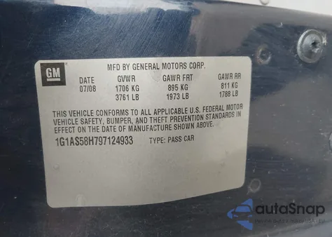 2009 Chevrolet Cobalt Ls z USA, uszkodzony, nr VIN 1G1AS58H797124933